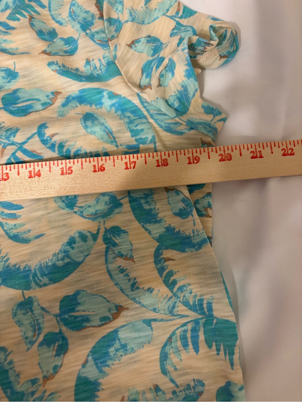 LC Lauren Conrad Blue Floral Leaf Print Slub Tee Top Size L - Picture 3 of 7